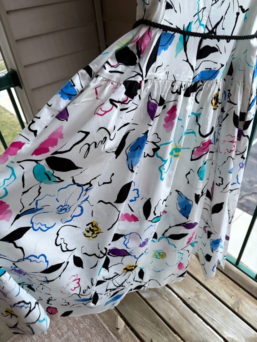 🆕🌸🦋Karl Lagerfeld Paris Floral Midi Cotton Pockets Dress White Summer Size4 6 12 - Picture 13 of 17